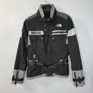 North Face Steep Tech Jacket Womens L Ski Snow Outdoor Belted Black Gray